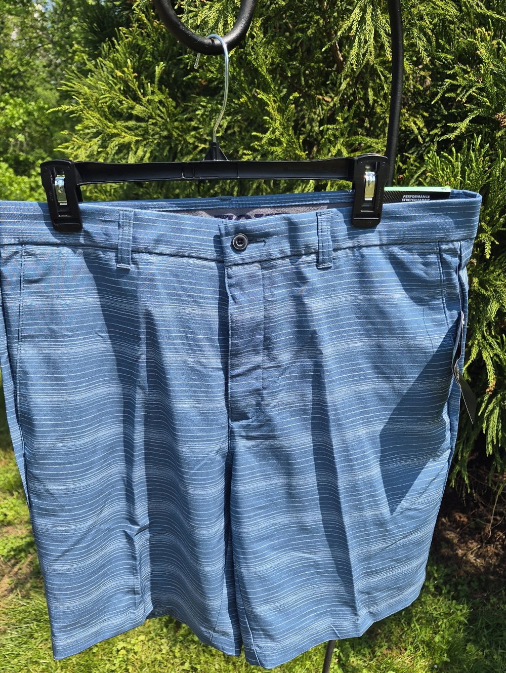 NWT Mens PGA Tour Blue Heathered Stretch Golf Shorts Size 34